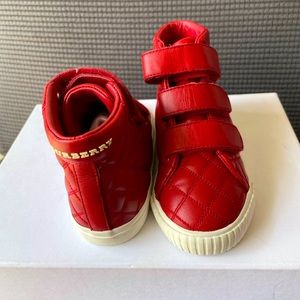 Size 25 red Burberry sneakers
